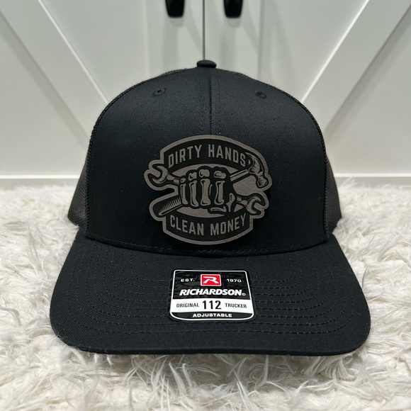 Laser engraved Dirty Hands Clean Money Trucker Richardson 112 Hat. - Picture 2 of 2